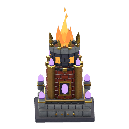 A fiery Infernal Citadel tower from Gribble Wars